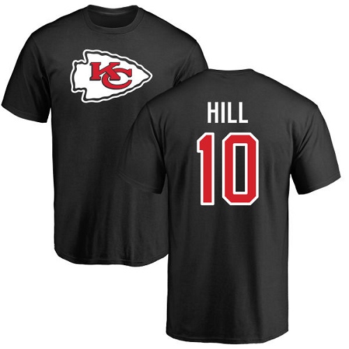 Men Kansas City Chiefs #10 Hill Tyreek Black Name and Number Logo T-Shirt